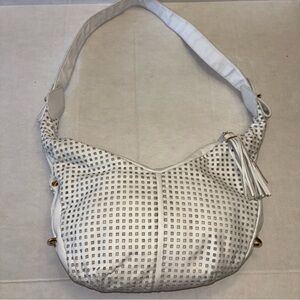 BRIO! Vintage 1980's White Leather Perforated Oversized Slouchy Hobo Purse Bag